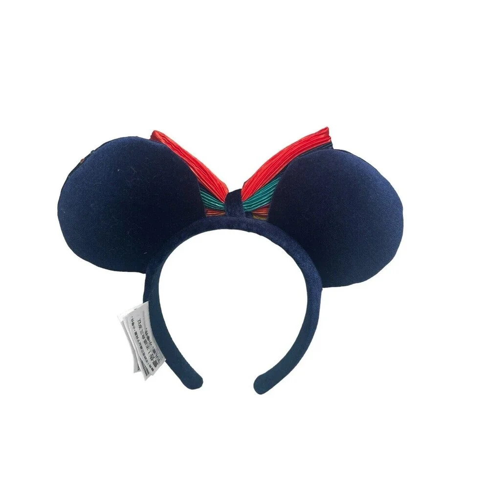 Disney Parks Minnie Mouse Rainbow Pride Jeweled Navy Ears Headband